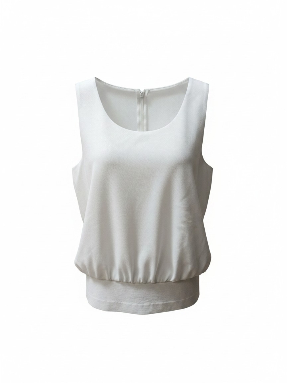 CAbi White Sleeveless Blouson Tank Top